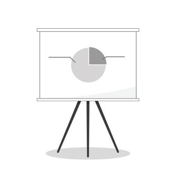 A white board with a pie chart on it vector