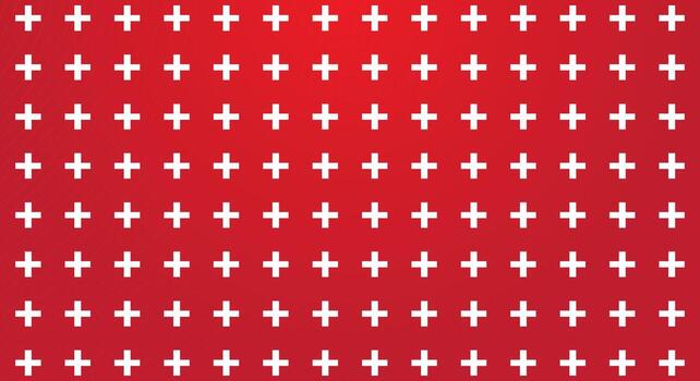 Seamless simple pattern of white cross symbol on red gradient background. Plus icon vector