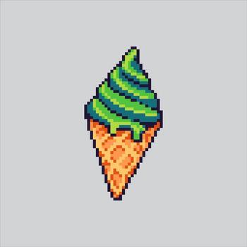 Pixel art illustration Japanese Ice Cream. Pixelated Matcha Ice Cream. Japanese Matcha Ice Cream Food Set Icon pixelated for the pixel art game and icon for website and game. old school retro. vector