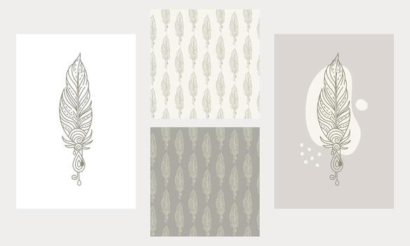 esotérico minimalista nubes carteles y sin costura modelo conjunto vector