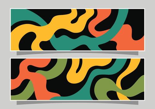 Abstract fluid shapes horizontal banner for advertisement, presentation, or event background illustration element. vector