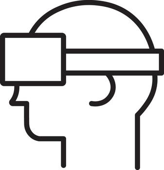 virtual realidad auriculares icono lado ver sencillo negro contorno tecnología concepto inmersivo experiencia digital innovación moderno dispositivo futurista minimalista estilo vector