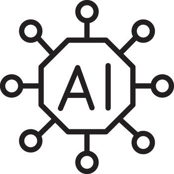 AI network icon artificial intelligence symbol digital connection technology concept machine learning futuristic minimal design black and white illustration innovation vector