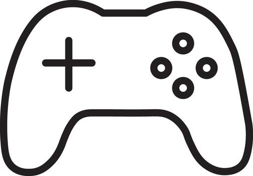 Game controller outline icon joystick gaming device technology black white symbol simple isolated electronic entertainment leisure control button modern minimal flat design digital play vector