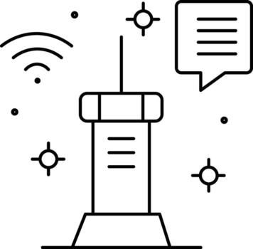 comunicación torre inalámbrico señal habla burbuja y resumen estrellas crear moderno mínimo negro y blanco ilustración para tecnología red y digital comunicación conceptos vector