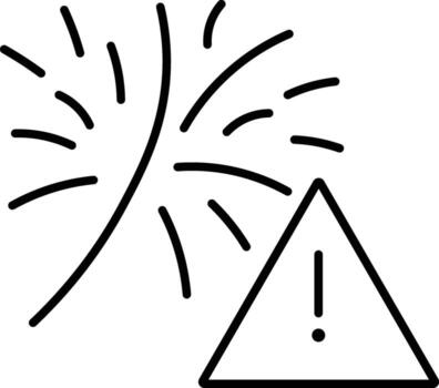 Firework explosion warning icon black line art caution sign exclamation mark safety alert hazard symbol festive event celebration risk simple design isolated on transparency background vector