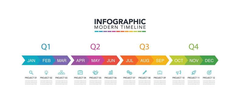 Infographic template for business months timeline diagram vector