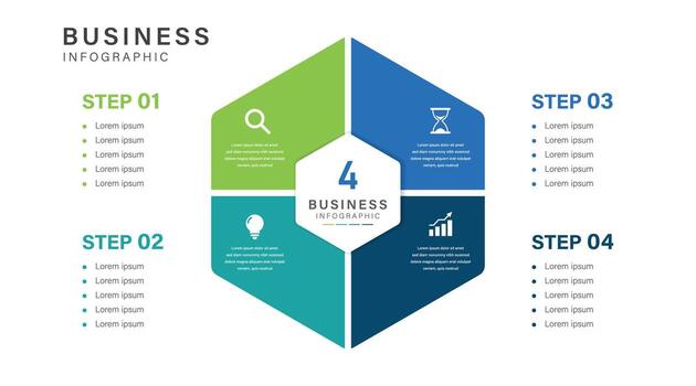 Venn diagram infographic chart template for business 4 options presentation with icon elements for business presentation vector