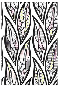 un vibrante modelo de vistoso, resumen hoja formas con varios texturas y punto patrones en contra un blanco fondo, sin costura impresión vector