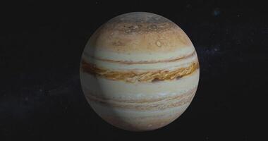 Solar- System Planet Jupiter rotierend im äußere Raum. geeignet zum Bildung Verwendung, 4k Schleife Filmaufnahme. video