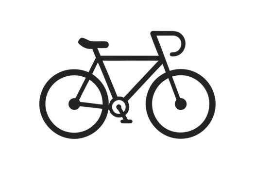 Simple Black and White Bicycle Icon with Drop Handlebars and Thin Frame Illustration vector