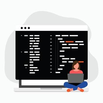Programmers coding and create a projects. Backend and Frontend Developer. Stock illustration vector