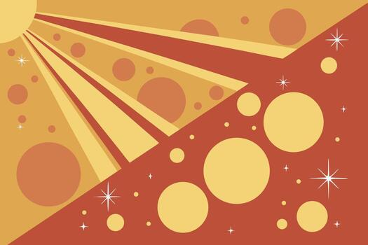 Retro sunburst with circles and stars on a split background vector
