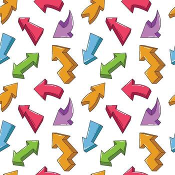 Pattern with colored arrows in different directions on a white background. Seamless texture vector