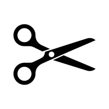 Open black scissors are isolated on a white background in this simplistic image vector
