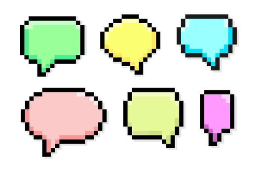 Pixel art of colorful speech bubble with copy space for text. vector