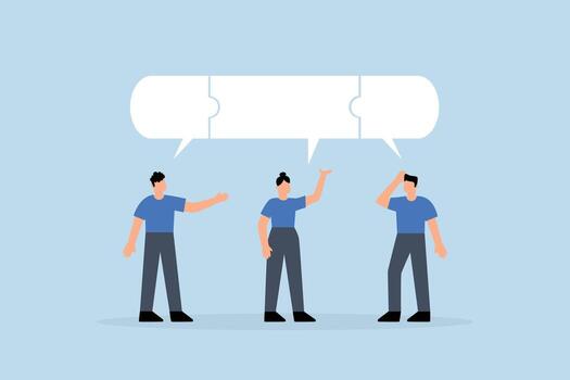 Compromise to get solution in business meeting, a team of businessmen in puzzle connected with a speech bubble vector