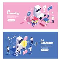 AI learning and solutions infographic vector