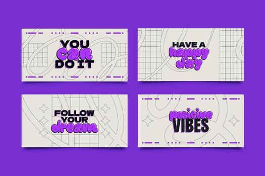 Abstract Experimental Typography Design Horizontal Card Collection vector