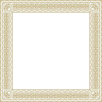 gold square Yakut ornament. An endless rectangular border, a frame of the northern Far East vector