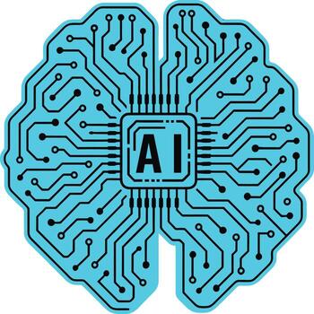 neural red cerebro con central ai chip, símbolo de artificial inteligencia y digital transformación vector