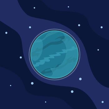 planet neptune illustration template graphic design. outer space exploration with stars for astronomy and science technology idea with backgrounds in flat style vector