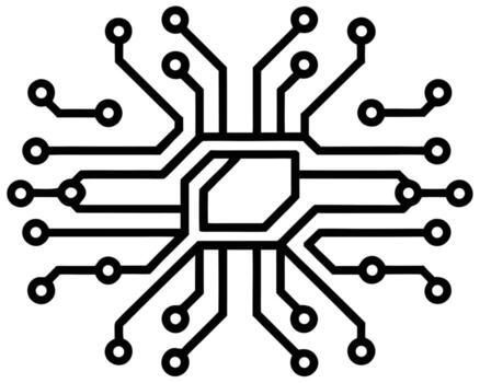 Abstract Circuit Board Design Intricate Lines and Connections in a Bold, Black and White Minimalist Style vector