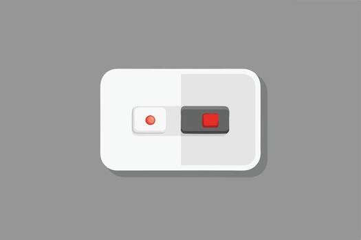 Minimalist Illustration of a Stylish White Two-Button Switch in a Modern Gray Setting, Evoking a Sense of Calm Technology vector