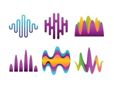 Set of Sound Waves Gradient set collection, Isolated Element Objects. Audio equalizer technology, pulse musical Equalizer. Sound Beat Rate Music. Flat Style Illustration vector