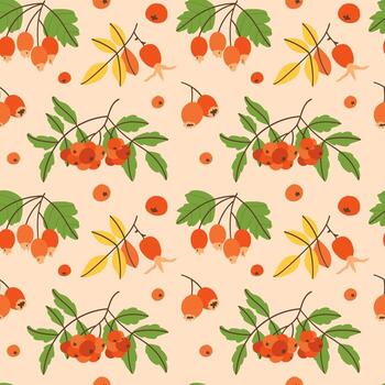 Seamless pattern with autumn berries on a light background vector