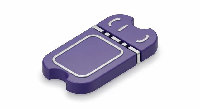 3D Render of Purple Memory Card with Silver Accents. photo