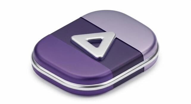 Abstract Purple and Silver Icon with Triangle Design. photo