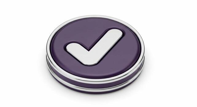 oscuro púrpura oval marca de verificación botón icono. foto