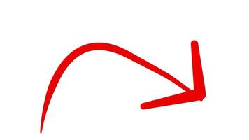 animerad röd pil buktig nedåt för hemsida navigering, instruktion, eller ring upp till handling, erbjudande klar riktning med en enkel design video