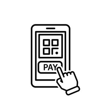 Payment icon. Payment code and e-commerce. Clicking payment with code on mobile. market, sale, buy. outline design style. vector