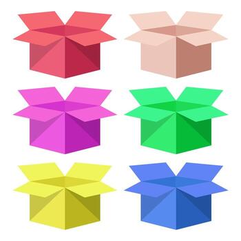 Open box icon set. Flat illustration of open box icons for web design vector