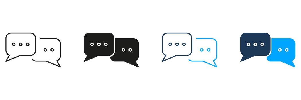 Chat Bubbles Line And Solid Icon Set. Communication, Messaging, And Conversation Symbol Collection. Social Interaction And Online Chatting. Isolated Illustration vector
