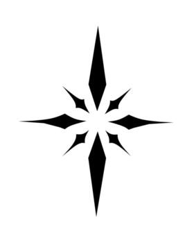 resumen negro estrella forma con agudo simétrico puntos, creando un moderno, nervioso símbolo en un limpiar blanco antecedentes. ideal para tatuajes, logotipos, o gráfico diseño elementos. vector