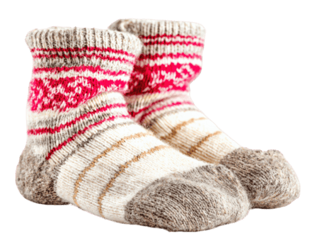 accogliente lana calzino con rosso e beige modello, morbido struttura, isolato su trasparenza sfondo, caldo inverno accessorio, confortevole e elegante, Perfetto per freddo tempo metereologico png