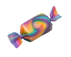 vistoso caramelo envoltura arco iris remolino aislado objeto lustroso el plastico dulce tratar vibrante fantasía transparencia antecedentes alegre juguetón png