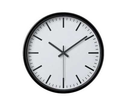 minimalistisk vägg klocka med svart och vit design, runda form, modern stil, enkel rader, och klar ansikte, isolerat på genomskinlighet bakgrund, frammanande lugna och fokus png