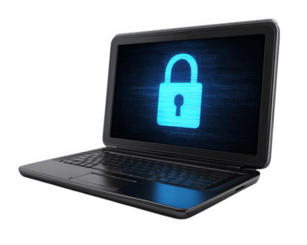 portable ordinateur La technologie Sécurité numérique fermer à clé bleu cyber protection intimité embrasé écran mot de passe chiffrement l'Internet Les données sûr sécurise moderne électronique dispositif information accès en ligne png