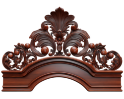 florido madera tallado floral modelo decorativo arco oscuro marrón clásico estilo aislado en blanco intrincado detalle Clásico elegante tradicional artesanía png