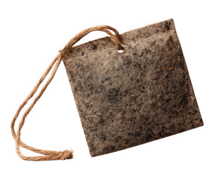 Tea bag string square dry isolated transparency background herbal organic textured natural. dry square tea bag with string isolated transparency background showing textured surface and natural png