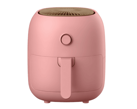 rosa luft fritös med hantera och knapp på genomskinlighet bakgrund, modern kök apparat med kompakt design och slät yta, användbar för friska matlagning och fräsning png