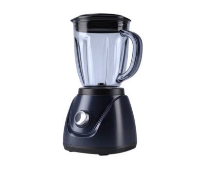 Blender kitchen appliance with transparent container and black base isolated on transparency background, designed for blending and mixing ingredients easily and efficiently png