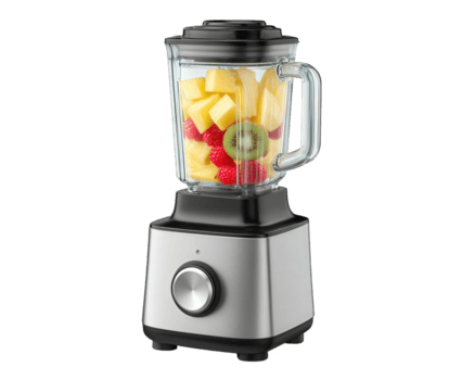 blandare med färsk ananas, hallon, och kiwi frukt inuti, isolerat på genomskinlighet bakgrund, redo för framställning friska smoothie eller juice png