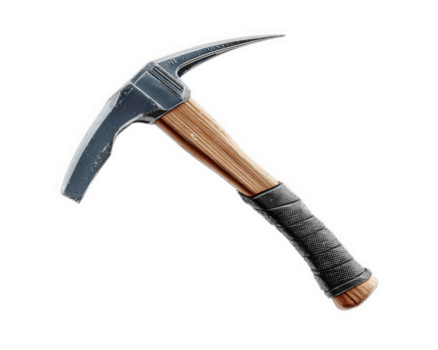 pickaxe verktyg med metall huvud och trä- hantera, isolerat på genomskinlighet bakgrund, Begagnade för brytning, konstruktion, och trädgårdsarbete, som visar oländig och praktisk design png