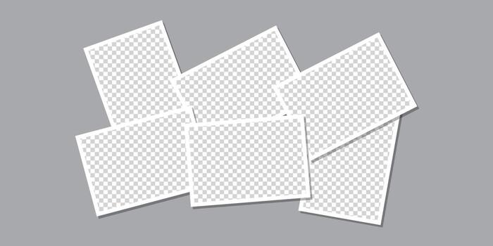 Untidy collage photo frame, realistic blank instant camera photo frames vector