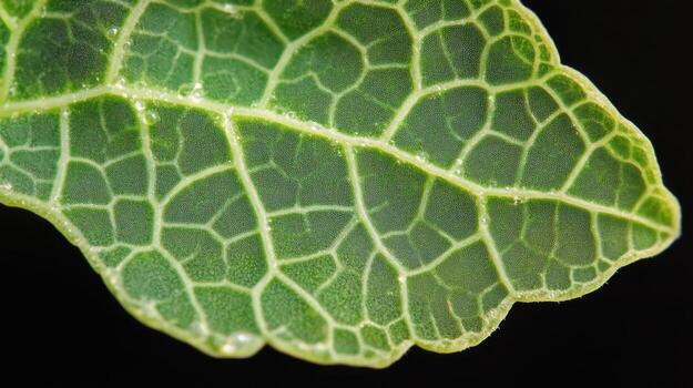 A close up of a leaf with green veins photo